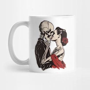 Skeleton Love Woman Kiss of Death Vintage Mug